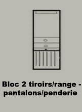 2 tiroirs + range-pantalons + penderie